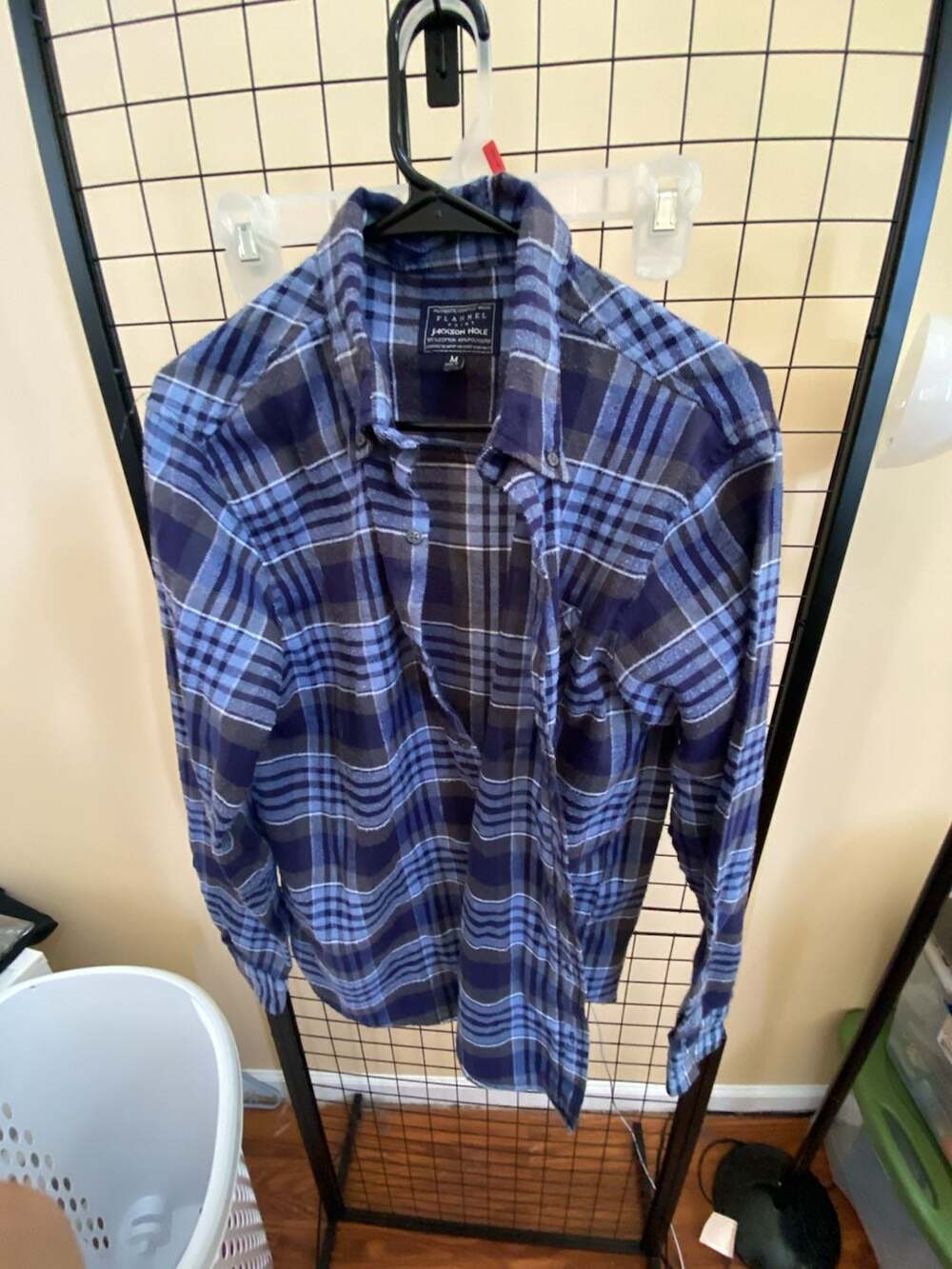 Jackson Hole Blue Plaid Flannel Button Down Shirt Men's Medium